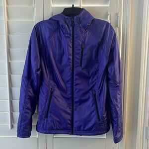 REI WOMENS PURPLE JACKET POLARTEC PERTEX NYLON POLYESTER FULL ZIP HOODED Size S